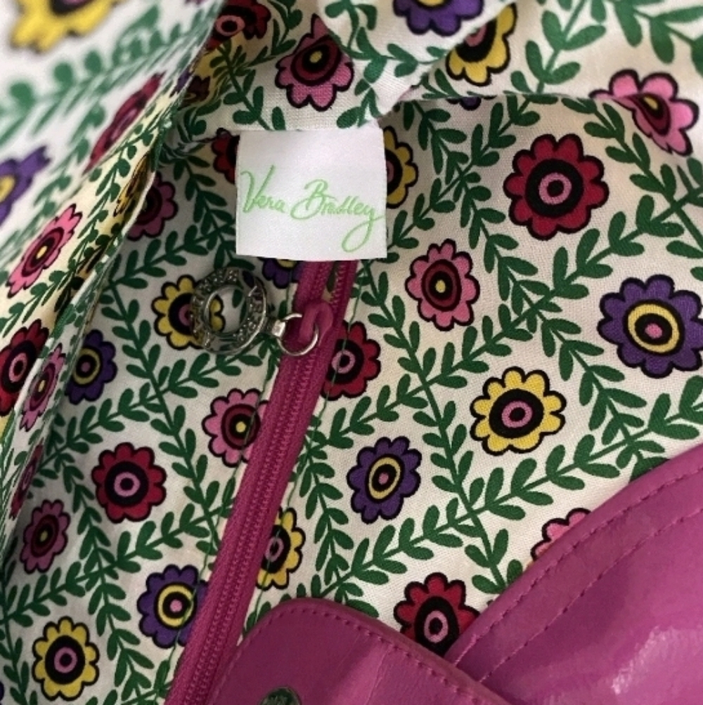 Vera Bradley Viva La Vera Pink Shoulder Bag Purse Bamboo Straw Style - Picture 12 of 12